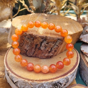 Jade bracelet 8 mm beads orange gemstone bracelet Lacooni