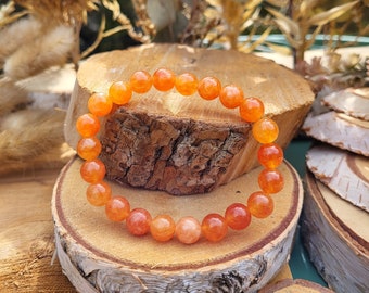 Jade bracelet 8 mm beads orange gemstone bracelet Lacooni
