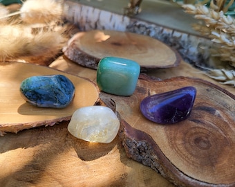 Companion stones amethyst aventurine moss agate citrine gemstones hand flatterer