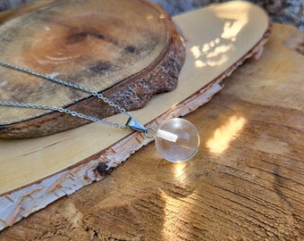 Gemstone Rock Crystal Necklace Silver Rock Crystal Ball Gold Chain Stainless Steel Gold Plated
