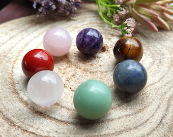 Chakra Stones Gemstones Set Ball 7 Chakras Amethyst Sodalite Rose Quartz Jasper Rock Crystal Aventurine Tiger Eye