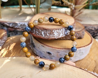 Obsidian Jasper Citrine Bracelet 6 mm Beads Gemstone Bracelet