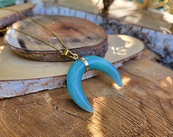 Crescent Amazonite Necklace Gold Moon