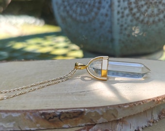 Gemstone Rock Crystal Necklace Gold Rock Crystal Pen Gold Chain Stainless Steel Gold Plated