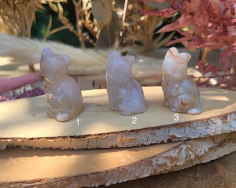 Cherry Blossom Agate Cat Gemstone Carving Hand Flatterer Cherry Blossom Agate Flowers Agate Sakura Flower Cherry Cat