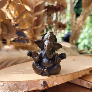 Ganesha Figure Brown Gray Lord Ganesha Statue Luck Wealth Prosperity