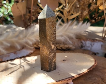 Pyrite Tower Obelisk Gemstone Palm Stone Point Yoga Chakra Reiki