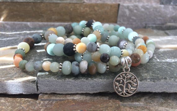 Kleeblatt Armband Achat Jade Lavaperlen Larimar 8mm Silber