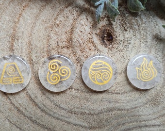 4 Elements Stones Set Rock Crystal Gemstones Hand Flatterer