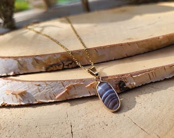 Gemstone Botswana Agate Necklace Gold