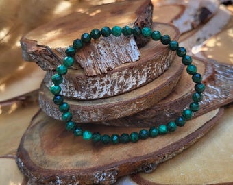 Malachite bracelet 4 mm faceted gemstone bracelet