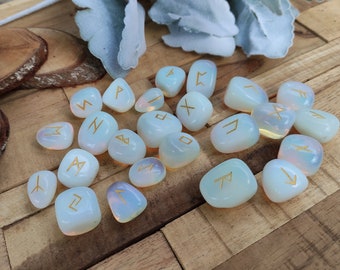 Rune Stone Set Moonstone Gold Runestones Oracle Stones
