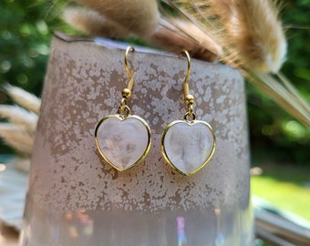 Earrings Rock Crystal Heart Earrings Gold Gemstone Earrings