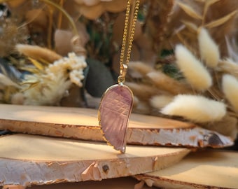 Fluorite wing necklace gemstone gold gemstone necklace