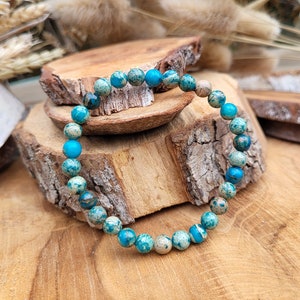 Jasper Bracelet 6 mm Beads Blue Imperial Jasper Gemstone Bracelet