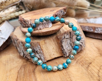 Jasper Bracelet 6 mm Beads Blue Imperial Jasper Gemstone Bracelet