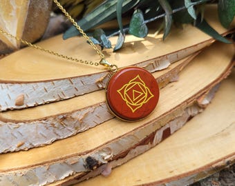 Muladhara Chakra Necklace Jasper Root Chakra Gemstone Necklace Gold Chakras
