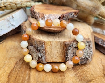 Jade bracelet yellow orange 8 mm beads