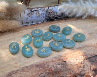 Witch Runes Stone Set Aventurine Gold Runestones Oracle Stones Witch Runes