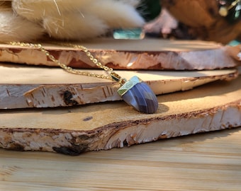 Botswana Agate Necklace Gold Gemstone Necklace