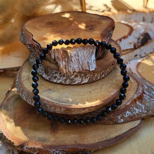Tourmaline bracelet 4 mm black tourmaline faceted gemstone bracelet
