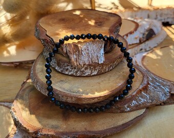 Tourmaline bracelet 4 mm black tourmaline faceted gemstone bracelet