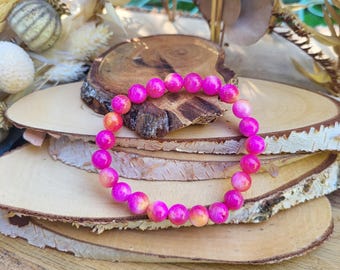 Jade bracelet pink 8 mm pearl gemstone bracelet