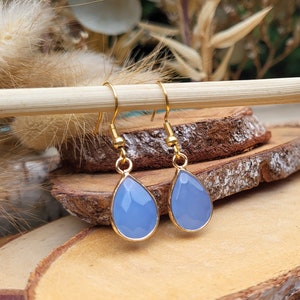 Aquamarine Drop Earrings Gold Gemstone Dangle Earrings