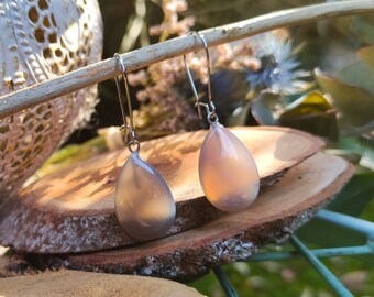 Agate Earrings Silver Drops
