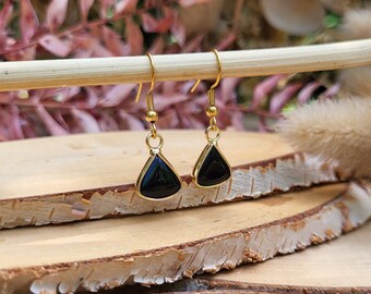 Earrings Tourmaline Triangle Triangle Earrings Gold Gemstone Earrings