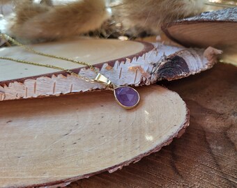 Amethyst drop necklace gold amethyst gold necklace gemstone necklace
