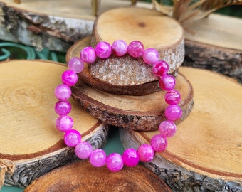 Agate pink bracelet 8 mm beads