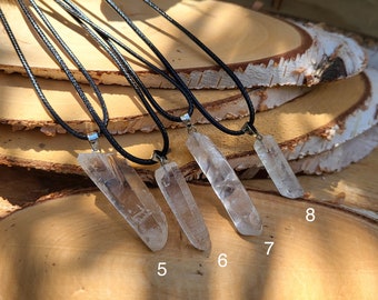 Rock Crystal Necklace Raw Pendant Black Ribbon Silver Healing Stones Crystal Necklace Gemstone Jewelry