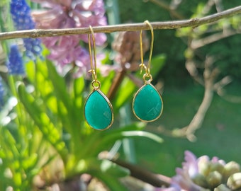 Earrings Jade Green Eden Green Earrings Gold Drop Gemstone Earrings