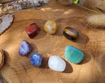 Chakra Stones Gemstones Set 7 Chakras Tumbled Stones Jade Rock Crystal Sodalite Amethyst Aventurine Jasper Tiger Eye Tumbled Stones