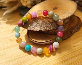 Citrine Agate Jasper Aquamarine Rhodonite Sunstone Jade Aventurine Bracelet 8 mm Beaded Gemstone Bracelet
