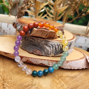 Chakra Bracelet 7 Chakras Apatite Rock Crystal Citrine Amethyst Jasper Aventurine Carnelian 6 mm