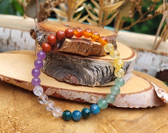 Chakra Bracelet 7 Chakras Apatite Rock Crystal Citrine Amethyst Jasper Aventurine Carnelian 6 mm