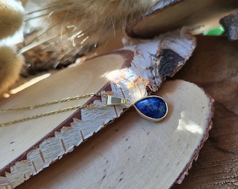 Lapis lazuli small drop necklace gold gold chain