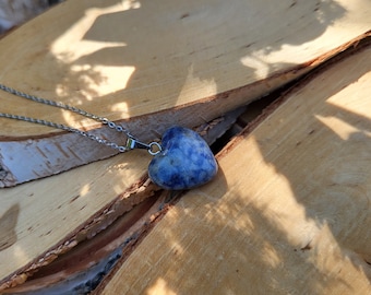 Gemstone Necklace Sodalite Heart Silver