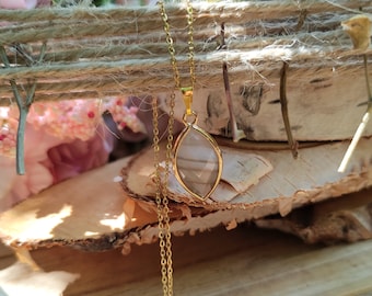 Botswana Agate Necklace Gold Gemstone Necklace Navette Gemstone