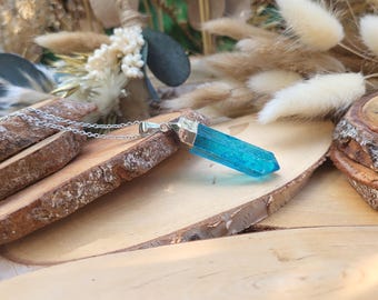 Aqua Aura necklace gemstone necklace silver