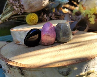 Gemstone set Rhodonite Onyx Labradorite