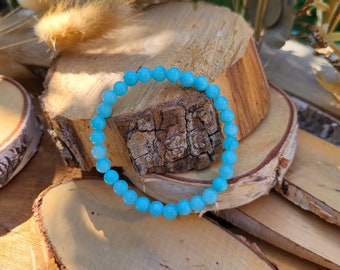 Jade bracelet light blue turquoise 6 mm pearl gemstone bracelet