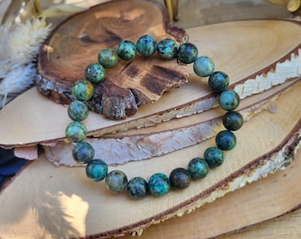 African Turquoise Bracelet 8 mm Beaded Gemstone Bracelet