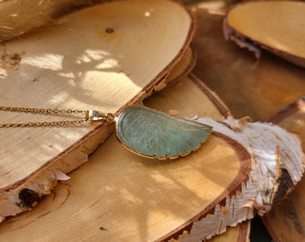 Aventurine wing necklace gemstone gold