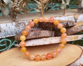Jade bracelet 8 mm beads orange pink