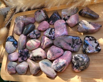 Rhodonite gemstone palm stone