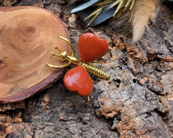 Jasper Butterfly Gold Carving Butterfly Palm Stone Gemstone