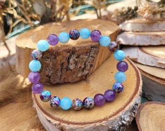 Amethyst Jade Jasper Bracelet 8 mm